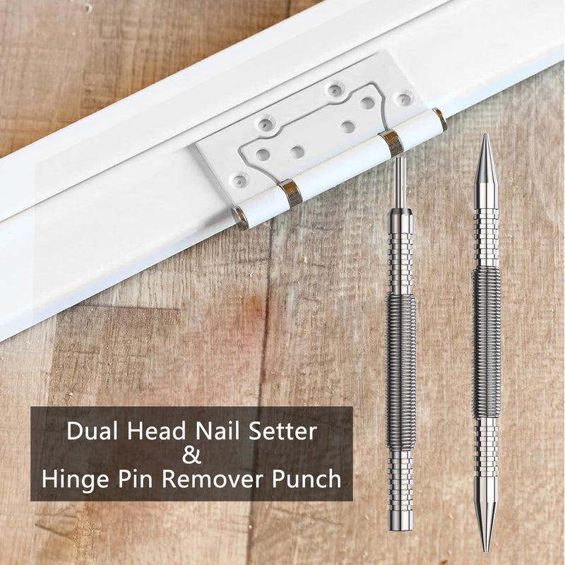 SeonFook 2PCS Dual Head Nail Setter and Hinge Pin Punch Set, 3/32" & 1/16" Hammerless Spring Loaded Nail Punch Tool Spring Nail Set 5000 PSI Striking Force Hinge Pin Removal Tool for Metal or Wood - Image 5